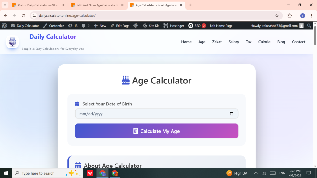 Age calculator preview