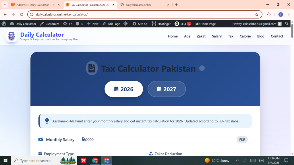Online Tax Calculator in Pakistan