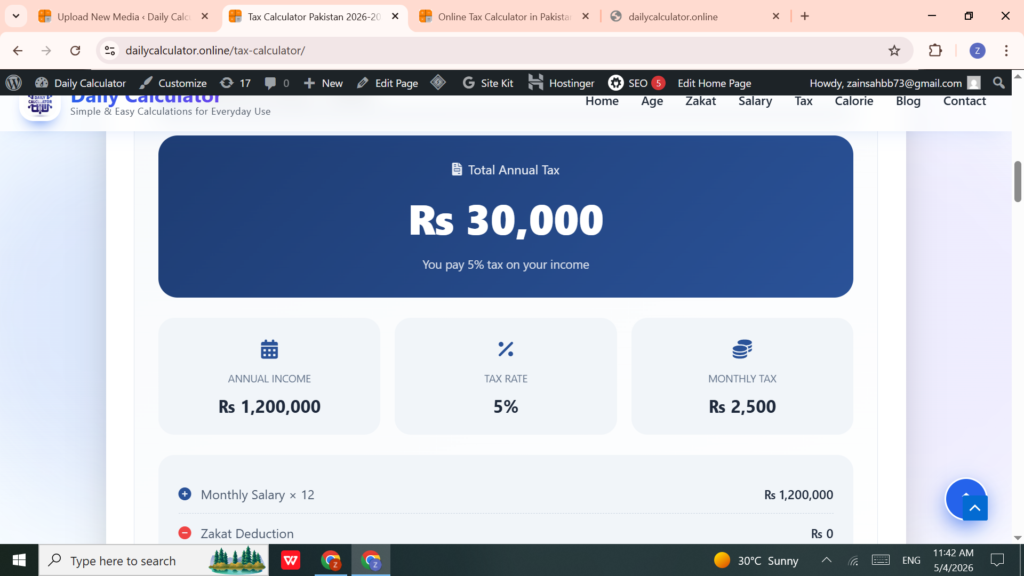 online tax calculator in pakistan