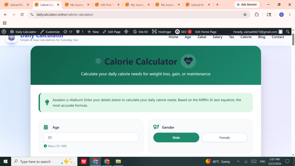 Free Online Calorie Calculator