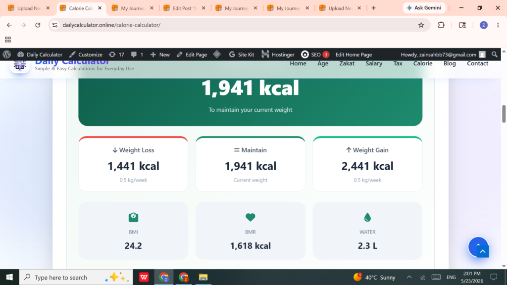 Free Online Calorie Calculator