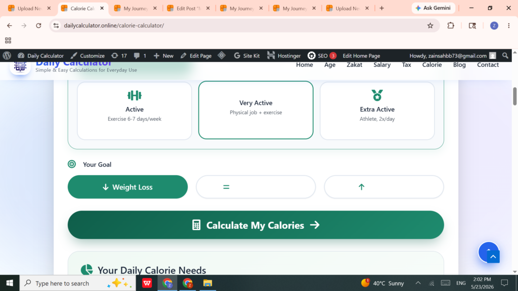 Free Online Calorie Calculator